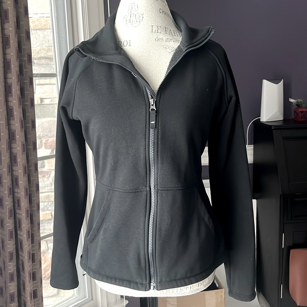 Sketchers BLACK Long Sleeve Collar Zip Up Fleece Lined Jacket, Never worn